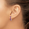 Lex & Lu Sterling Silver Polished Ruby Hinged Hoop Earrings - 3 - Lex & Lu