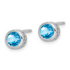 Lex & Lu Sterling Silver Polished Blue Topaz Round Post Earrings - 2 - Lex & Lu