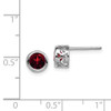 Lex & Lu Sterling Silver Polished Garnet Round Post Earrings - 4 - Lex & Lu