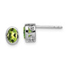 Lex & Lu Sterling Silver Polished Peridot Oval Post Earrings - Lex & Lu