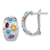 Lex & Lu Sterling Silver w/Rhodium Amethyst/Blue Topaz/Garnet/Citrine Omega Back Earrings - Lex & Lu