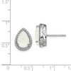 Lex & Lu Sterling Silver Polished Simulated Opal & CZ Post Earrings - 4 - Lex & Lu