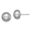 Lex & Lu Sterling Silver 9-10mm Grey FW Cultured Button Pearl Stud Earrings - Lex & Lu