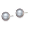 Lex & Lu Sterling Silver 9-10mm Grey FW Cultured Button Pearl Stud Earrings - 2 - Lex & Lu