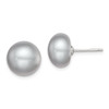 Lex & Lu Sterling Silver 11-12mm Grey FW Cultured Button Pearl Stud Earrings - Lex & Lu