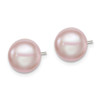 Lex & Lu Sterling Silver 9-10mm Purple FW Cultured Button Pearl Stud Earring - 2 - Lex & Lu