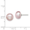 Lex & Lu Sterling Silver 9-10mm Purple FW Cultured Button Pearl Stud Earring - 4 - Lex & Lu