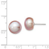 Lex & Lu Sterling Silver 11-12mm Purple FW Cultured Button Pearl Stud Earrings - 4 - Lex & Lu