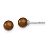 Lex & Lu Sterling Silver 5-6mm Coffee FW Cultured Round Pearl Stud Earrings - Lex & Lu