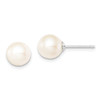 Lex & Lu Sterling Silver 8-9mm White FW Cultured Round Pearl Stud Earrings - Lex & Lu