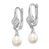 Lex & Lu Sterling Silver w/Rhodium 7-8mm White FWC Pearl CZ Leverback Earrings - 2 - Lex & Lu