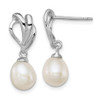 Lex & Lu Sterling Silver w/Rhodium 7-8mm White FWC Pearl Post Dangle - Lex & Lu