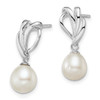 Lex & Lu Sterling Silver w/Rhodium 7-8mm White FWC Pearl Post Dangle - 2 - Lex & Lu