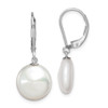 Lex & Lu Sterling Silver w/Rhodium 12-13mm White FWC Coin Pearl Leverbacks - Lex & Lu