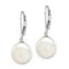 Lex & Lu Sterling Silver w/Rhodium 12-13mm White FWC Coin Pearl Leverbacks - 2 - Lex & Lu