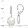 Lex & Lu Sterling Silver w/Rhodium 12-13mm White FWC Coin Pearl Leverbacks - 4 - Lex & Lu