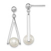 Lex & Lu Sterling Silver w/Rhodium 8-9mm White FWC Pearl Post Dangle - Lex & Lu