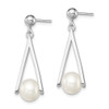 Lex & Lu Sterling Silver w/Rhodium 8-9mm White FWC Pearl Post Dangle - 2 - Lex & Lu