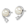 Lex & Lu Sterling Silver 7-8mm White FWC Pearl CZ Post Earrings LAL109881 - 2 - Lex & Lu