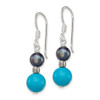 Lex & Lu Sterling Silver FW Cultured Black Pearl & Turquoise Dangle Earrings - 2 - Lex & Lu