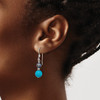 Lex & Lu Sterling Silver FW Cultured Black Pearl & Turquoise Dangle Earrings - 3 - Lex & Lu