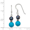 Lex & Lu Sterling Silver FW Cultured Black Pearl & Turquoise Dangle Earrings - 4 - Lex & Lu