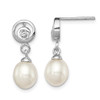 Lex & Lu Sterling Silver w/Rhodium 7-8mm White FWC Pearl CZ Post Dangle - Lex & Lu