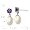 Lex & Lu Sterling Silver Amethyst & 7-8mm FW Cultured Pearl Teardrop Earrings - 4 - Lex & Lu