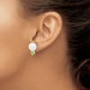 Lex & Lu Sterling Silver 10-11mm FW Cultured Button Pearl w/Peridot Earrings - 3 - Lex & Lu