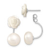 Lex & Lu Sterling Silver 8-9mm FWC Button Pearl & MOP Flower Dangle Earrings - Lex & Lu