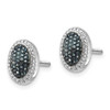 Lex & Lu Sterling Silver Blue and White Diamond Oval Screwback Earrings - 2 - Lex & Lu