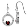 Lex & Lu Sterling Silver Garnet Heart Dangle Earring - Lex & Lu