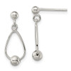 Lex & Lu Sterling Silver Polished Teardrop w/Bead Post Dangle Earrings - Lex & Lu