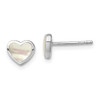 Lex & Lu Sterling Silver w/Rhodium Mother of Pearl Heart Post Earrings - Lex & Lu