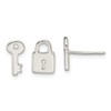 Lex & Lu Sterling Silver Polished Left and Right Lock/Key Post Earrings - Lex & Lu