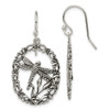 Lex & Lu Sterling Silver Antiqued Dragon Fly Dangle Shepherds Hook Earrings - Lex & Lu