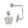 Lex & Lu Sterling Silver CZ Butterfly Front & Back Post Post Dangle Earrings - Lex & Lu