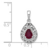 Lex & Lu Sterling Silver w/Rhodium African Ruby Teardrop Pendant - 3 - Lex & Lu