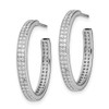 Lex & Lu Sterling Silver w/Rhodium CZ 20x3mm C-Hoop Earrings - 2 - Lex & Lu