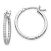 Lex & Lu Sterling Silver w/Rhodium Micro Pave CZ In & Out Hoops - Lex & Lu