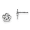Lex & Lu Sterling Silver w/Rhodium Polished w/CZ Flower Post Earrings - Lex & Lu
