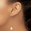 Lex & Lu Sterling Silver w/Rhodium 7-8mm Rice FWC Pearl Threader Earrings - 3 - Lex & Lu
