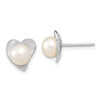 Lex & Lu Sterling Silver RH 7-8mm White Button FWC Pearl Post Earrings - Lex & Lu