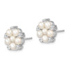 Lex & Lu Sterling Silver RH 3-5mm White Button FWC Pearl CZ Post Earrings - 2 - Lex & Lu