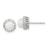 Lex & Lu Sterling Silver w/Rhodium CZ & FWC Pearl Post Earrings - Lex & Lu