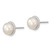 Lex & Lu Sterling Silver RH 8-9mm White Button FWC Pearl Post Earrings - 2 - Lex & Lu