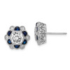 Lex & Lu Sterling Silver w/Rhodium Blue Spinel & CZ Flower Post Earrings - Lex & Lu