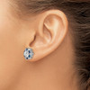 Lex & Lu Sterling Silver w/Rhodium Blue Spinel & CZ Flower Post Earrings - 3 - Lex & Lu