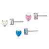 Lex & Lu Sterling Silver w/Rhodium Created Opal Set of 3 Heart Earrings - Lex & Lu