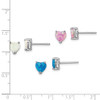 Lex & Lu Sterling Silver w/Rhodium Created Opal Set of 3 Heart Earrings - 8 - Lex & Lu